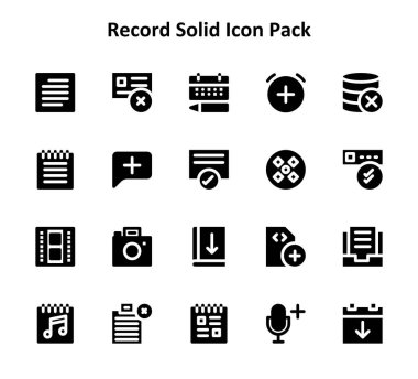 Bu paket, Kayıt teması etrafında inşa edilmiş 20 adet Doldurulmuş vektör simgesini içerir.
