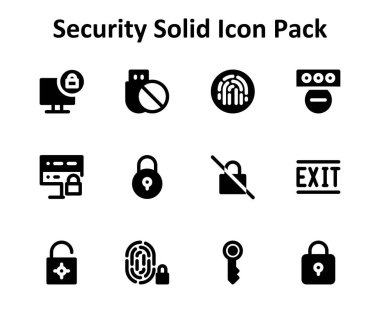 Güvenlik çevresinde 12 adet doldurulmuş simge paketi. Web siteleri, uygulamalar ve dijital projeler için uygundur.