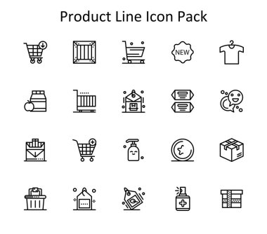 Ürün odaklı 20 adet çizgi tarzı ikon koleksiyonu. Yaratıcı, teknolojik veya iş projeleri için ideal.