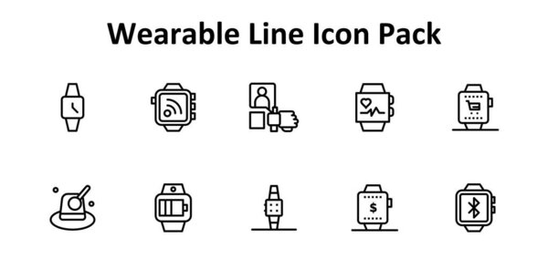 10 профессиональных векторных икон в стиле Thin Line для темы Wearable. Универсальный и масштабируемый.