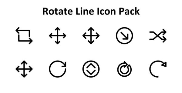Vector illustration set of 10 icons in Bold Outline style, focused on the Rotate subject.