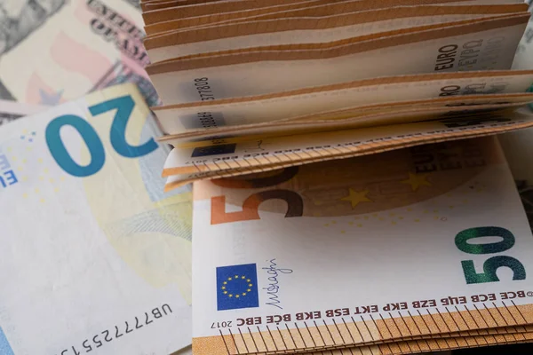 Банкноти Готівкою Євро Крупним Планом — стокове фото