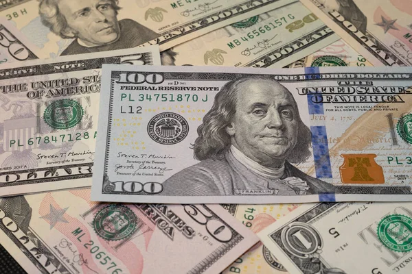 Dollar Verschiedener Stückelungen Bargeld Nahaufnahme — Stockfoto