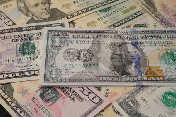 Dollari Usa Diverse Denominazioni Contanti Primo Piano — Foto Stock