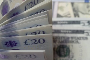 50, 20 pound ve bize dolar, yakın çekim..