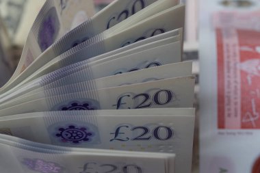 50, 20 pound ve bize dolar, yakın çekim..