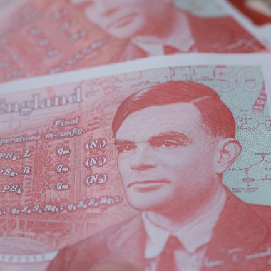 Alan Turing50 British pounds. outstanding mathematician clipart