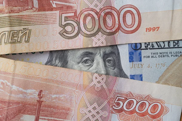 Rus Rublesi Amerikan Dolors Dolor Dan Ruble Konsepti — Stok fotoğraf