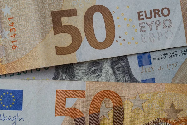 Євро Американські Долари Концепція Євро Вище Долара — стокове фото