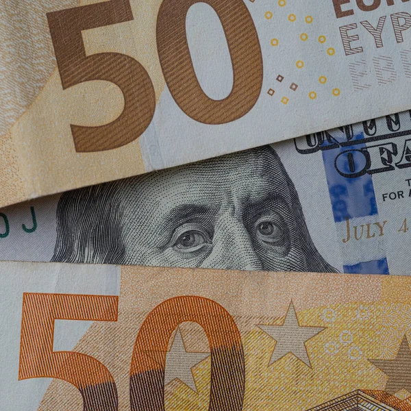 Євро Американські Долари Концепція Євро Вище Долара — стокове фото