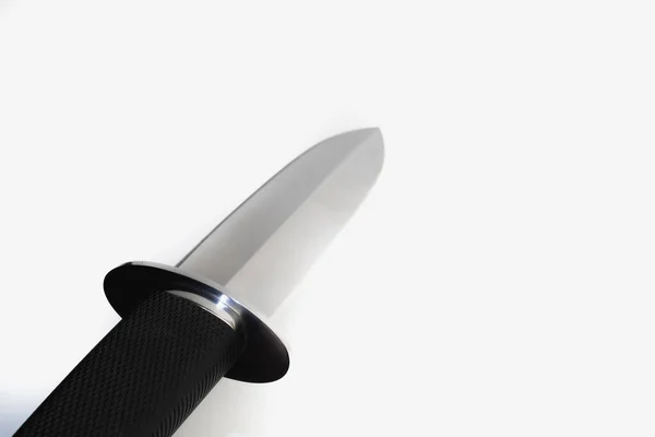 Охотничий Нож Изолированный Белом Фоне Сувенирный Серебряный Кинжал Ножницами Металлической — стоковое фото