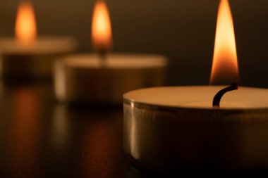 Close-up of burning candlesLots of burning candles on the table. Day of Remembrance
