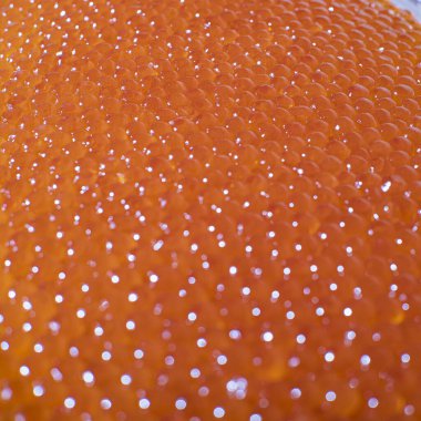 Texture photo of red caviar close up