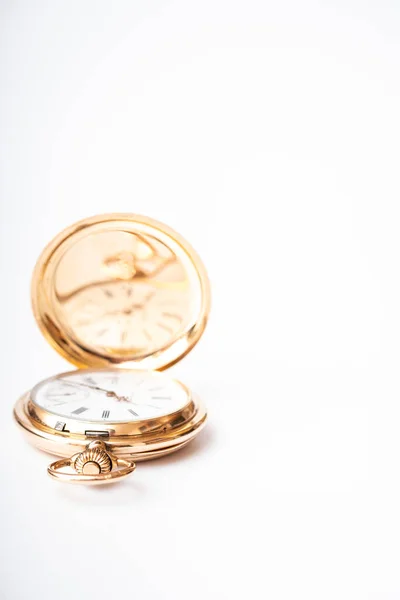 Vintage Gold Pocket Watch Longines Isolated White Background — 스톡 사진