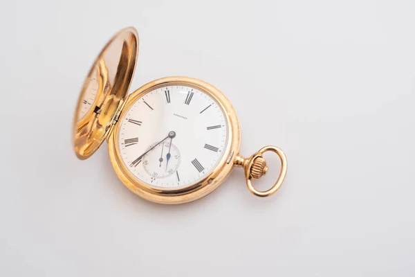 2023 Lwowska Ukraina Vintage Złoty Zegarek Kieszonkowy Longines Izolowane Białym — Zdjęcie stockowe