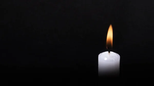 White Burning Candle Black Background — Stock Photo, Image