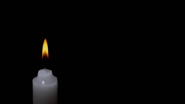 White Burning Candle Black Background — Stock Photo, Image