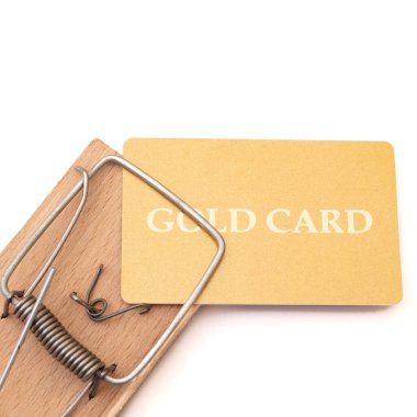 Fare kapanındaki altın kredi kartı, finansal tuzak, borç, finansal sorunlar..