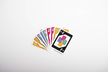 Lviv, Ukraine 24.02.2023new Uno card game and cards on white background. fun pastime