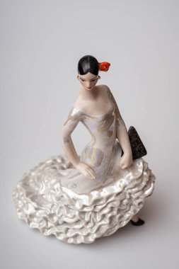 Spanish handmade souvenirs, figurines of flamenco dancers on a white background