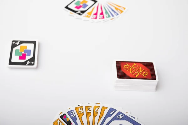 Lviv Ukraine 2023New Uno Card Game Cards White Background Fun — 图库照片