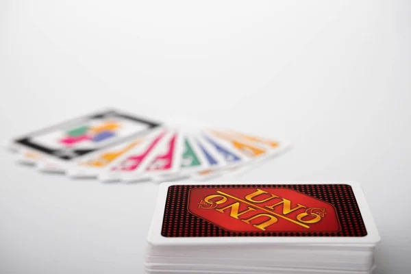 Lviv Ukraine 2023New Uno Card Game Cards White Background Fun — Zdjęcie stockowe