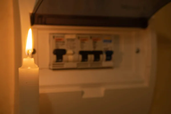 Interruptores Vela Elétricos Corte Eletricidade Apagão — Fotografia de Stock