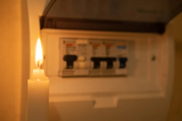 Διακόπτες Κεριών Και Ηλεκτρικοί Διακοπή Ρεύματος Διακοπή Ρεύματος — Φωτογραφία Αρχείου