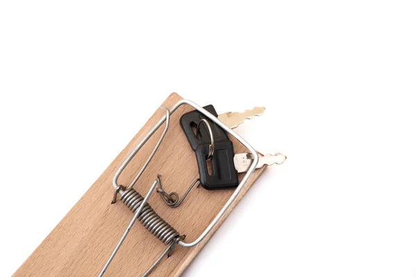 Klíče Dveří Auta Jsou Pasti Myši Bankovky Auto Hromada Klíčů — Stock fotografie