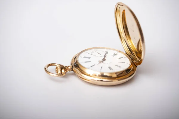 Vintage Gold Pocket Watch Longines Isolated White Background — Photo