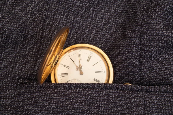Golden Pocket Watch Background Man Suit Retro Style Vintage Fashion — Photo