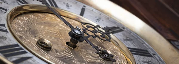 Old Wooden Clock Pendulum Hanging Wall — Photo
