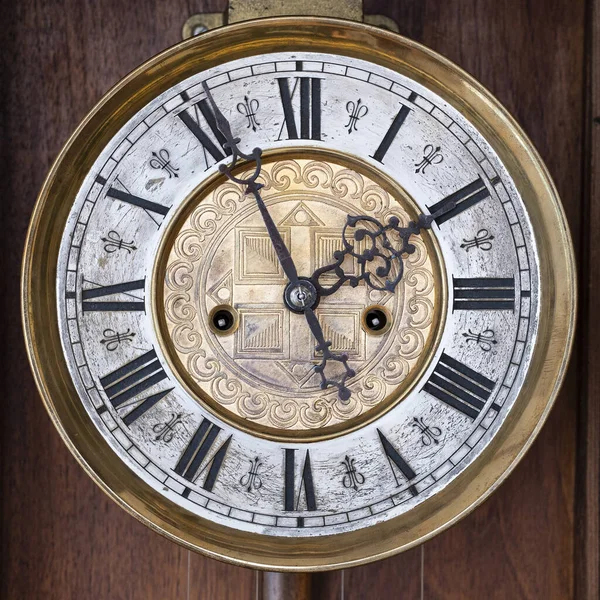Old Wooden Clock Pendulum Hanging Wall — Foto Stock