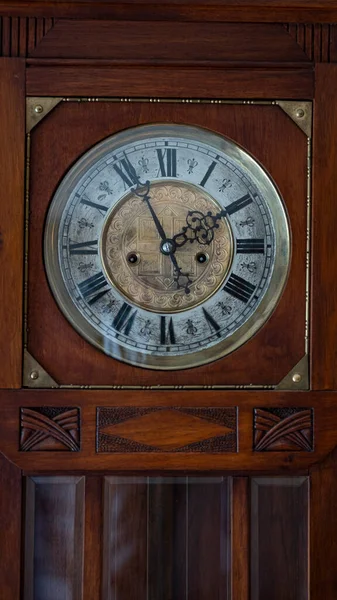 Old Wooden Clock Pendulum Hanging Wall — Stock Fotó