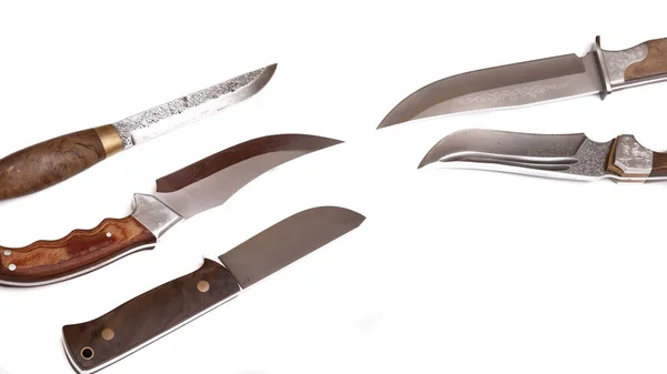hunting knives on a white background, hunting season, meat cutting knives, cold steel