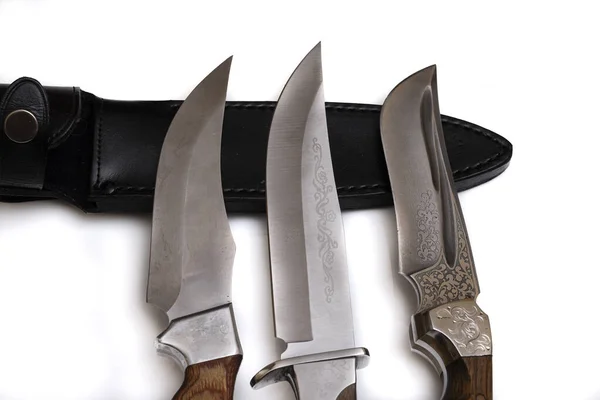 Hunting Knives White Background Hunting Season Meat Cutting Knives Cold — Stock Photo, Image