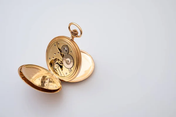 Vintage Gold Pocket Watch Longines Isolated White Background — Stok fotoğraf