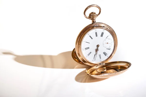 Vintage Gold Pocket Watch Longines Isolated White Background — 图库照片