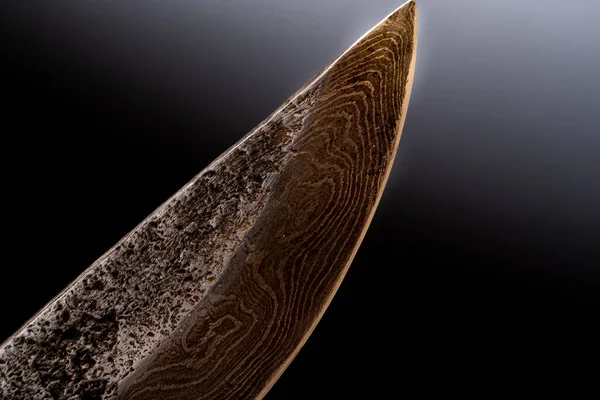 Şam Çeliği Desenli Bir Arka Plan Damascusknife Dokusunun Makro Görüntüsü — Stok fotoğraf