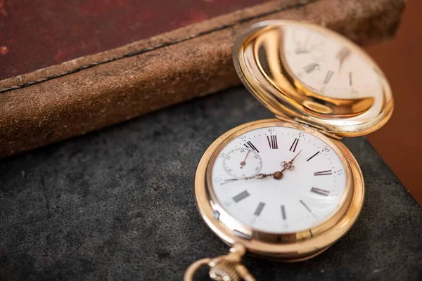Vintage Gold Pocket Watch Longines Isolated White Background — Zdjęcie stockowe