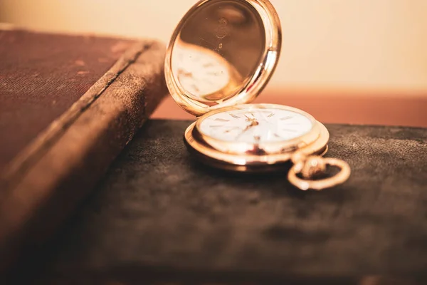 Vintage Gold Pocket Watch Longines Isolated White Background — Foto de Stock