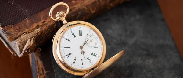 Vintage Gold Pocket Watch Longines Isolated White Background — стоковое фото