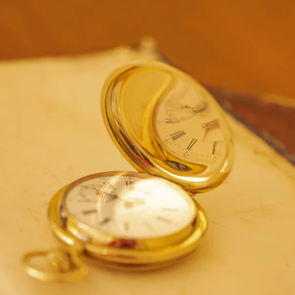 Vintage Gold Pocket Watch Longines Isolated White Background — Foto de Stock