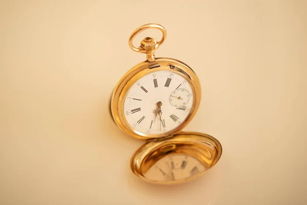 Vintage Gold Pocket Watch Longines Isolated White Background — Stockfoto