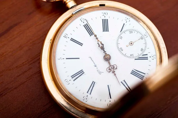 Vintage Gold Pocket Watch Longines Isolated White Background — 스톡 사진