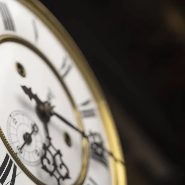 Vintage Clock Hands Close View Clock Face Historical Watches Golden — Zdjęcie stockowe