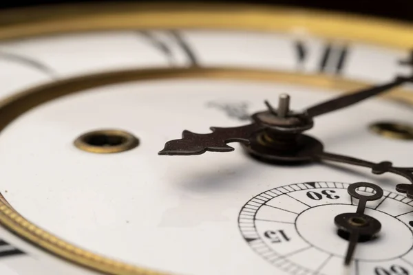 Vintage Clock Hands Close View Clock Face Historical Watches Golden — Foto de Stock