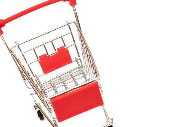 Wózek Spożywczy Białym Tle Koncepcja Zakupów Towarów — Zdjęcie stockowe