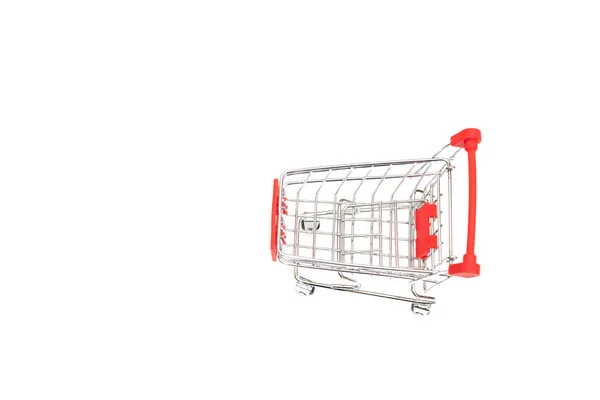 Einkaufswagen Auf Isoliertem Weißem Hintergrund Das Konzept Des Einkaufs Von — Stockfoto