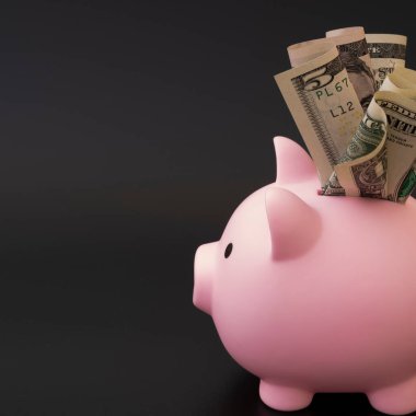 Piggy bank of pink color, on a white background.